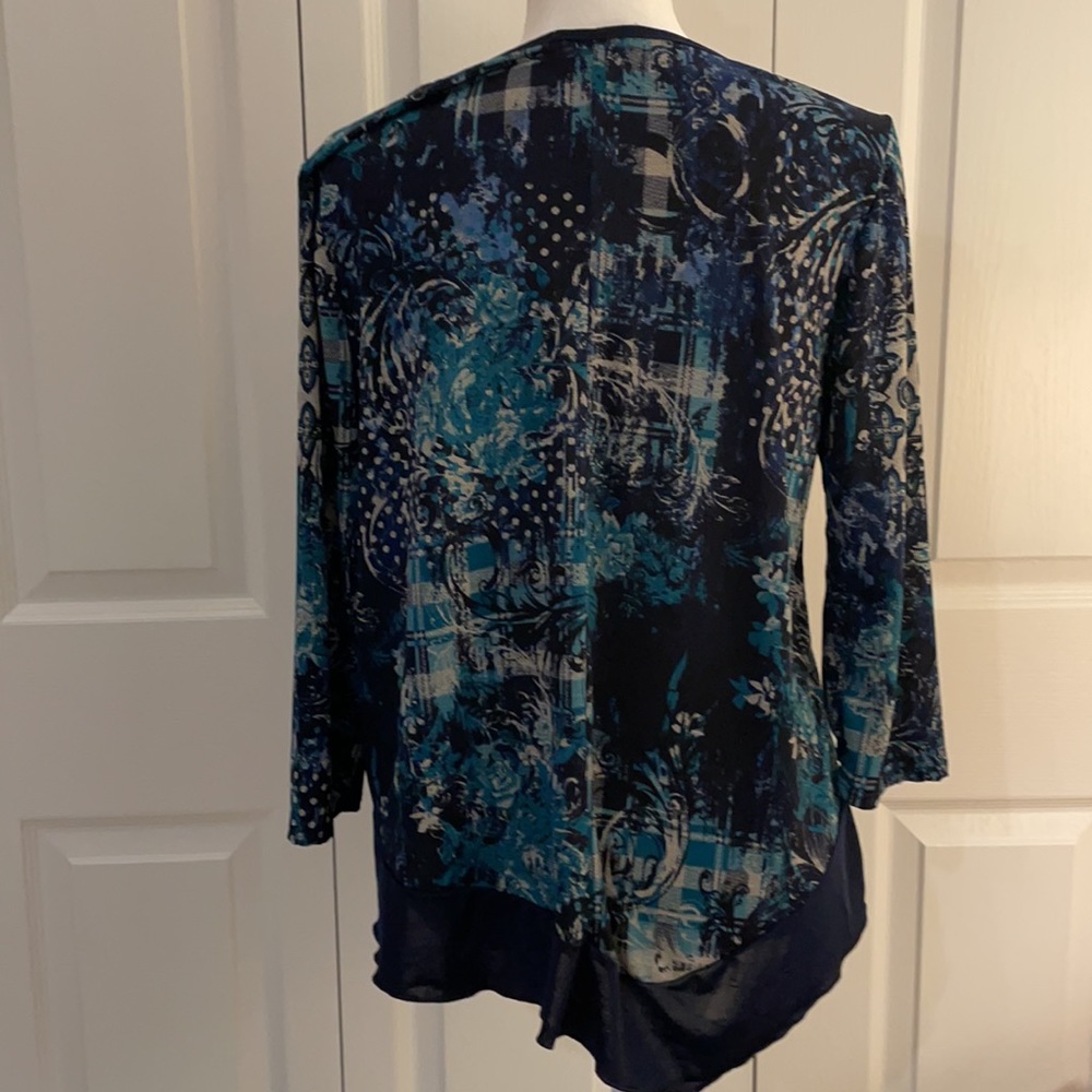 Exclusive One Women’s SZ L 3/4 Sleeve Blue/ Top - Picture 4 of 8